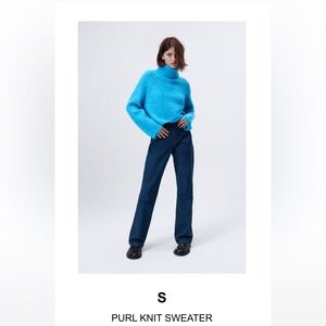 Zara Purl Knit Sweater in Blue